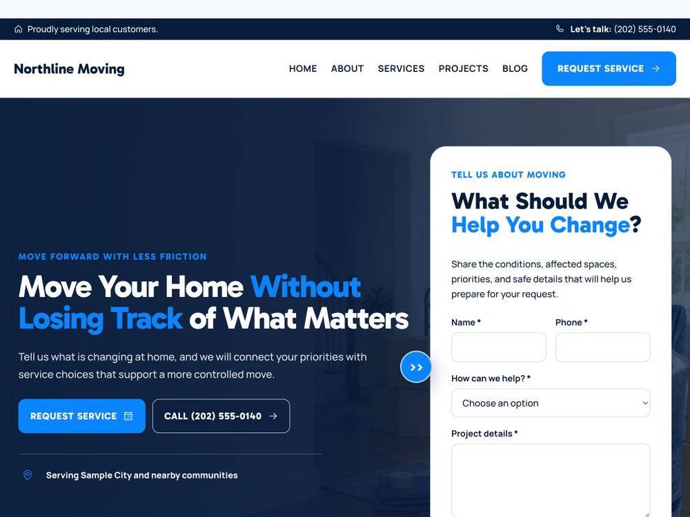 Northline Moving homepage design preview