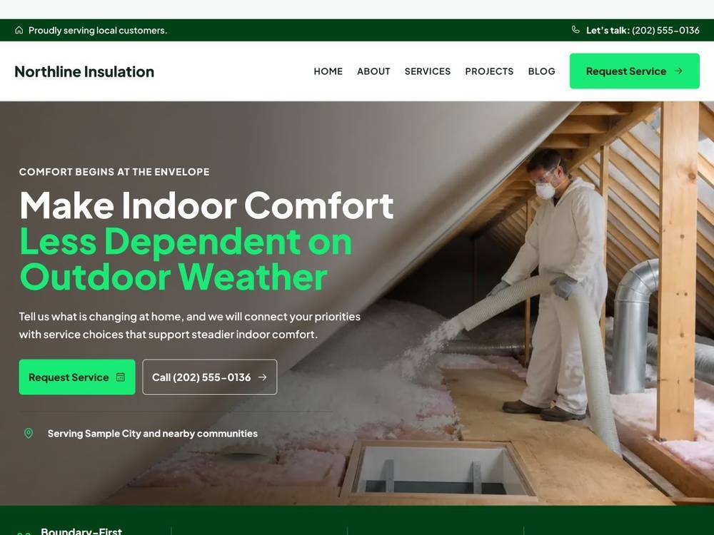 Northline Insulation homepage design preview