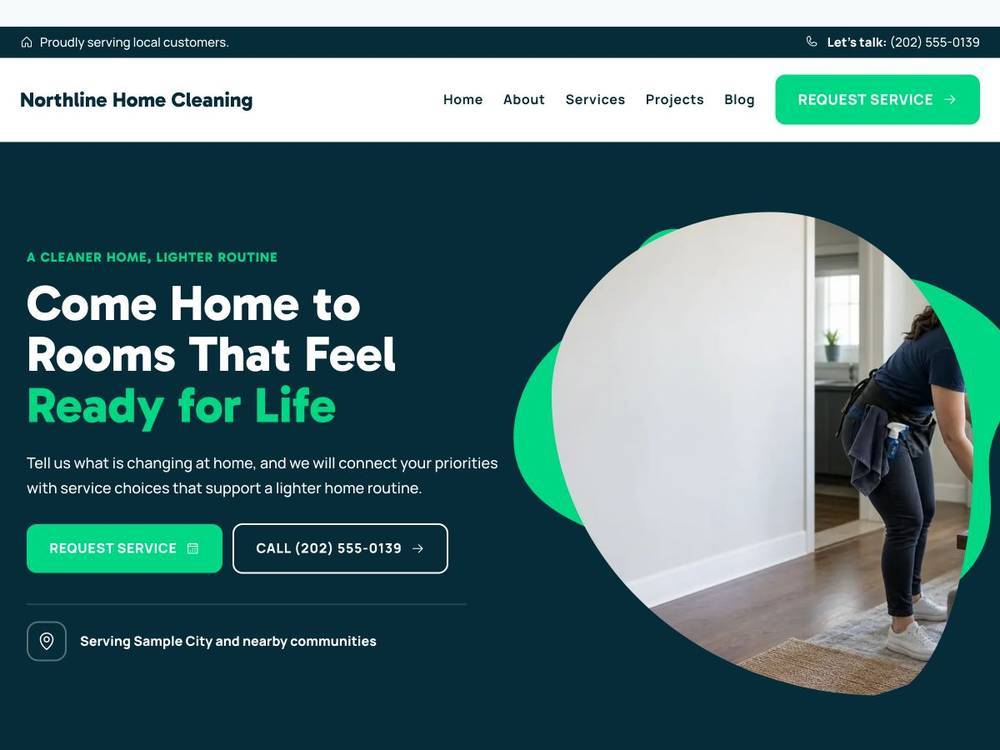 Northline Home Cleaning homepage design preview